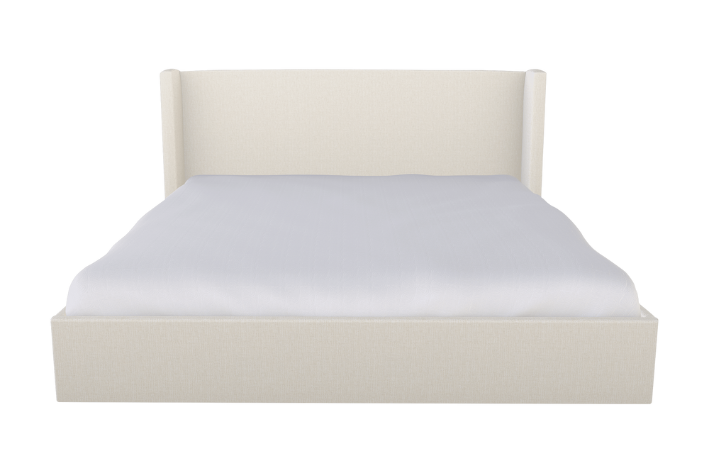 Moss Home Chloe Cal King Bed With Low Profile Shelter Headboard For Sophisticated Casual Bedroom Style Ivory 100% Olefin Chlo-bed-cal-celivo
