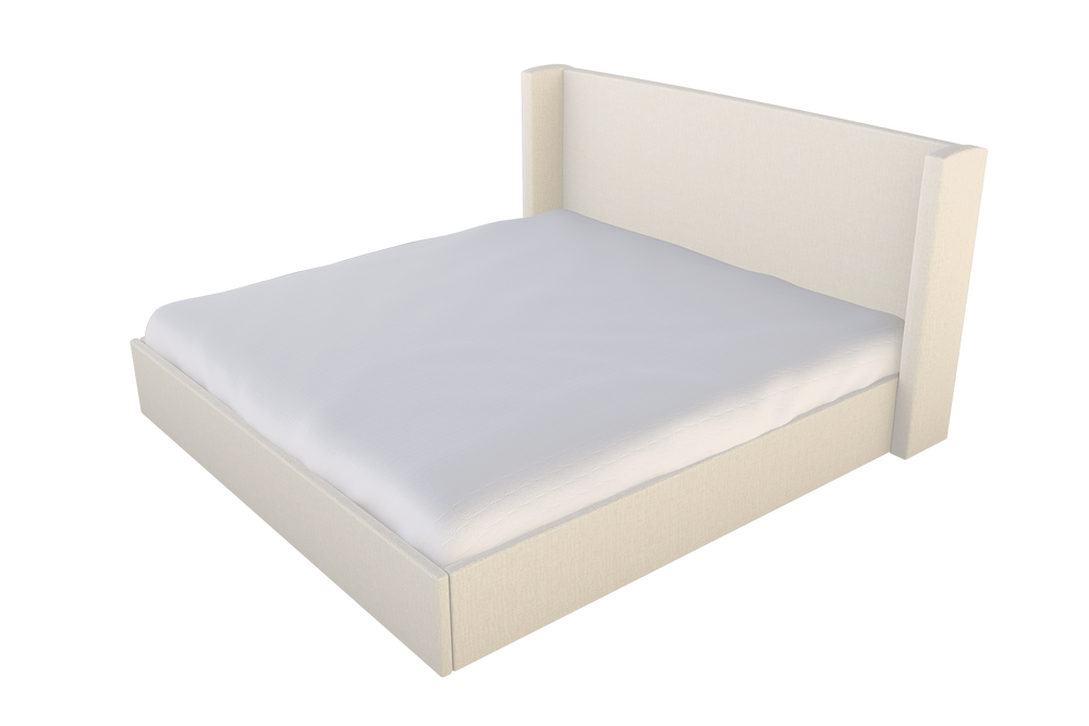 Moss Home Chloe Cal King Bed With Low Profile Shelter Headboard For Sophisticated Casual Bedroom Style Ivory 100% Olefin Chlo-bed-cal-celivo