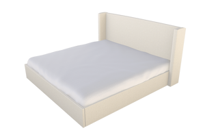 Moss Home Chloe Twin Bed With Low Profile Shelter Headboard – Elevate Your Bedroom With Sophisticated Style Ivory 100% Olefin Chlo-bed-twi-celivo
