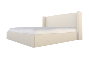 Moss Home Chloe Queen Bed - Sophisticated Low Profile Shelter Headboard For An Elevated Bedroom Experience Ivory 100% Olefin Chlo-bed-que-celivo