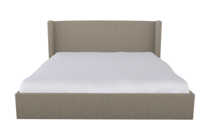 Moss Home Chloe Full Bed With Low Profile Shelter Headboard In Elegant Cement Fabric For A Chic Bedroom Upgrade Cement 100% Polyester Chlo-bed-ful-lowcem