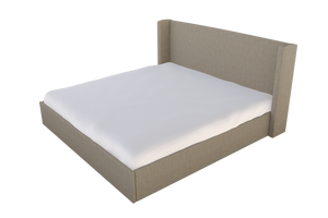 Moss Home Chloe Twin Bed With Low Profile Shelter Headboard In Elegant Low Key Cement Fabric For Stylish Bedrooms Cement 100% Polyester Chlo-bed-twi-lowcem