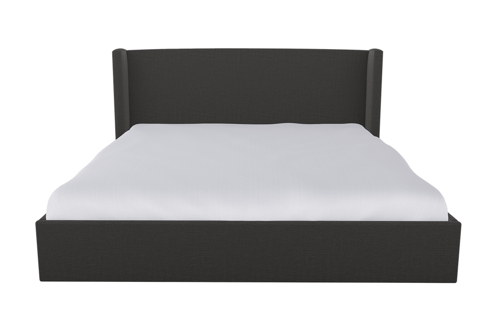 Moss Home Chloe Cal King Bed With Low Profile Shelter Headboard For A Sophisticated Casual Bedroom Upgrade Anthracite 54% Polyester 36% Viscose 10% Linen Chlo-bed-cal-offant