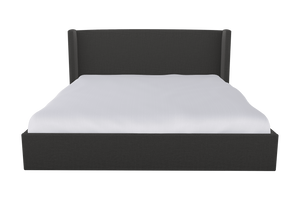 Moss Home Chloe Queen Bed - Elegant Low Profile Shelter Headboard Design For A Stylish Bedroom Upgrade Anthracite 54% Polyester 36% Viscose 10% Linen Chlo-bed-que-offant