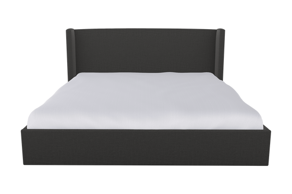 Moss Home Chloe Queen Bed - Elegant Low Profile Shelter Headboard Design For A Stylish Bedroom Upgrade Anthracite 54% Polyester 36% Viscose 10% Linen Chlo-bed-que-offant