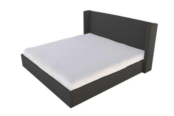 Moss Home Chloe Full Bed – Elegant Low Profile Shelter Headboard Design For A Sophisticated Bedroom Upgrade Anthracite 54% Polyester 36% Viscose 10% Linen Chlo-bed-ful-offant
