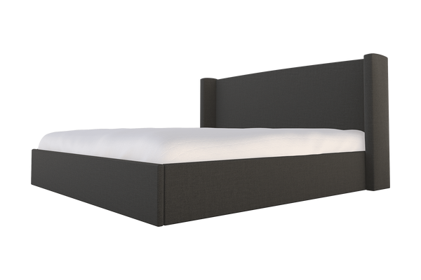 Moss Home Chloe Queen Bed - Elegant Low Profile Shelter Headboard Design For A Stylish Bedroom Upgrade Anthracite 54% Polyester 36% Viscose 10% Linen Chlo-bed-que-offant