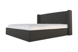 Moss Home Chloe Cal King Bed With Low Profile Shelter Headboard For A Sophisticated Casual Bedroom Upgrade Anthracite 54% Polyester 36% Viscose 10% Linen Chlo-bed-cal-offant