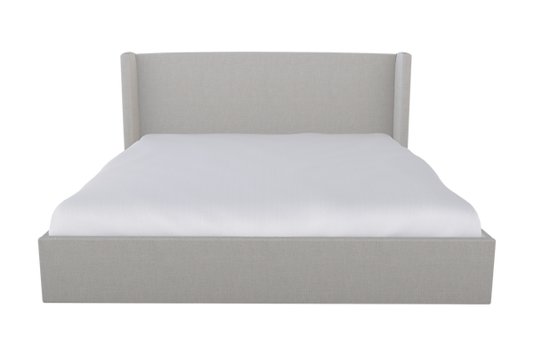 Moss Home Chloe Twin Bed - Stylish Low Profile Shelter Headboard For A Sophisticated Bedroom Upgrade Ash 54% Polyester 36% Viscose 10% Linen Chlo-bed-twi-offash