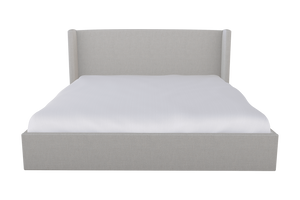 Moss Home Chloe Queen Bed - Elegant Low Profile Shelter Headboard Design For A Stylish Bedroom Upgrade Ash 54% Polyester 36% Viscose 10% Linen Chlo-bed-que-offash