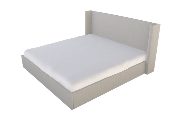 Moss Home Chloe Full Bed – Elegant Low Profile Shelter Headboard Design For A Sophisticated Bedroom Upgrade Ash 54% Polyester 36% Viscose 10% Linen Chlo-bed-ful-offash
