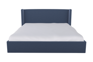 Moss Home Chloe Twin Bed - Stylish Low Profile Shelter Headboard For A Sophisticated Bedroom Upgrade Indigo 54% Polyester 36% Viscose 10% Linen Chlo-bed-twi-offind