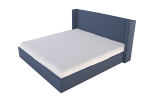 Moss Home Chloe Queen Bed - Elegant Low Profile Shelter Headboard Design For A Stylish Bedroom Upgrade Indigo 54% Polyester 36% Viscose 10% Linen Chlo-bed-que-offind