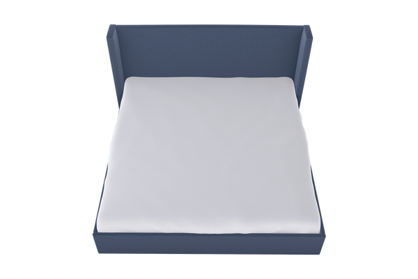 Moss Home Chloe Cal King Bed With Low Profile Shelter Headboard For A Sophisticated Casual Bedroom Upgrade Indigo 54% Polyester 36% Viscose 10% Linen Chlo-bed-cal-offind