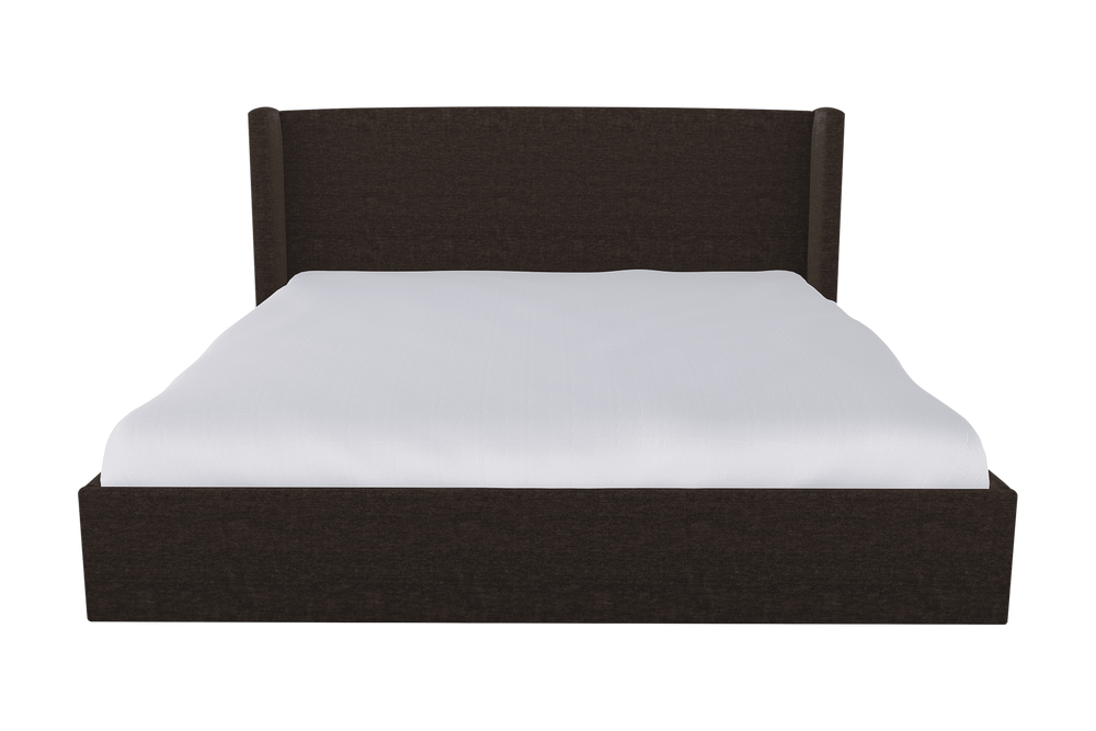 Moss Home Chloe King Bed - Elegant Low Profile Shelter Headboard Design For A Sophisticated Bedroom Look Espresso 100% Polyester Chlo-bed-kin-shoesp