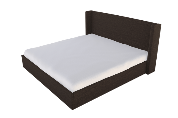 Moss Home Chloe Queen Bed - Elegant Low Profile Shelter Headboard For A Sophisticated Bedroom Makeover Espresso 100% Polyester Chlo-bed-que-shoesp