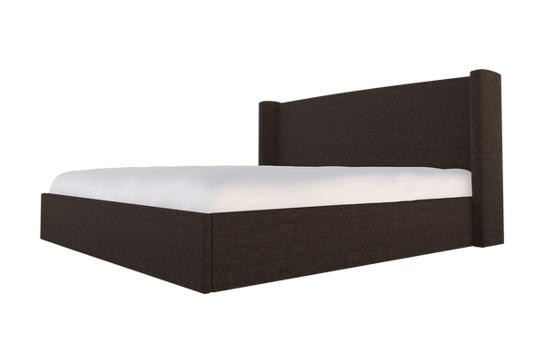 Moss Home Chloe King Bed - Elegant Low Profile Shelter Headboard Design For A Sophisticated Bedroom Look Espresso 100% Polyester Chlo-bed-kin-shoesp