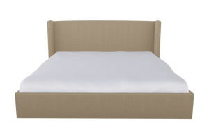 Moss Home Chloe Cal King Bed With Elegant Low Profile Shelter Headboard For A Sophisticated Bedroom Upgrade Sand 100% Polyester Chlo-bed-cal-shosan