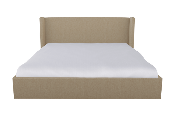 Moss Home Chloe Cal King Bed With Elegant Low Profile Shelter Headboard For A Sophisticated Bedroom Upgrade Sand 100% Polyester Chlo-bed-cal-shosan