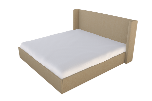 Moss Home Chloe King Bed - Elegant Low Profile Shelter Headboard Design For A Sophisticated Bedroom Look Sand 100% Polyester Chlo-bed-kin-shosan