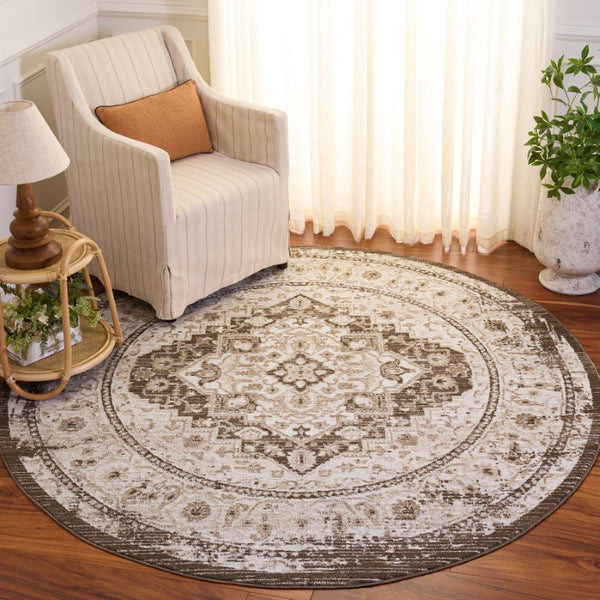 Safavieh Chamber Traditional Runner Rug Power Loomed Polyester for Hallways and Entryways 6'-7" x 6'-7" - Round CHM202T-7R