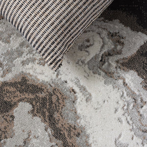 Safavieh Chamber Modern Grey And Ivory Area Rug — Low-Profile Power-Loomed Turkish Fiber Blend For Durability 4'-0" x 6'-0" CHM204F-4