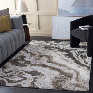 Safavieh Chamber Modern Grey And Ivory Area Rug — Low-Profile Power-Loomed Turkish Fiber Blend For Durability 4'-0" x 6'-0" CHM204F-4