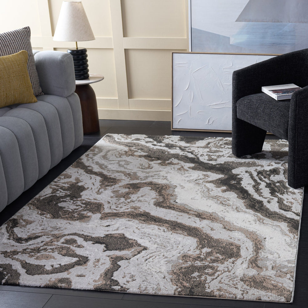 Safavieh Chamber Refined Grey And Ivory Area Rug — Low-Profile, Durable Polyester-Jute Blend For Modern Spaces 8'-0" x 10'-0" CHM204F-8