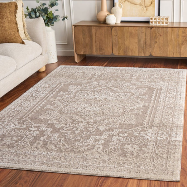 Safavieh Chamber Neutral Beige Ivory Power Loomed Polyester Rug for Living and Bedroom Spaces CHM210B-5