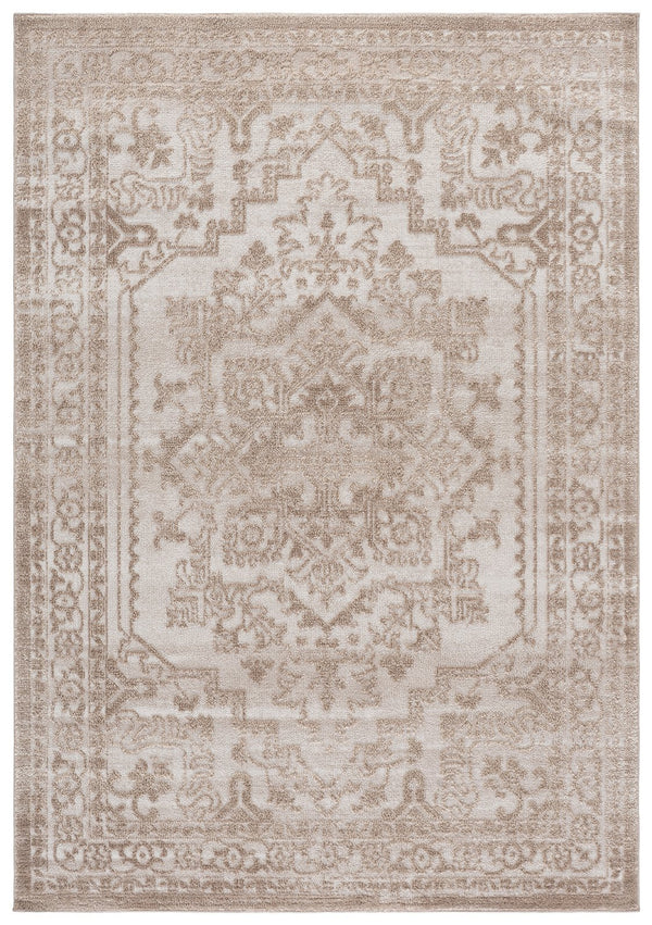 Safavieh Chamber Round Ivory & Light Brown Rug — Low-Pile Power-Loomed Turkish Design, Durable Elegance 6'-7" x 6'-7" CHM210E-7R