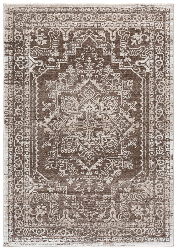 Safavieh Chamber Round Brown Ivory Area Rug — Power-Loomed Turkish Design, Soft 1/2" Pile, Durable Classic Elegance 6'-7" x 6'-7" CHM210T-7R