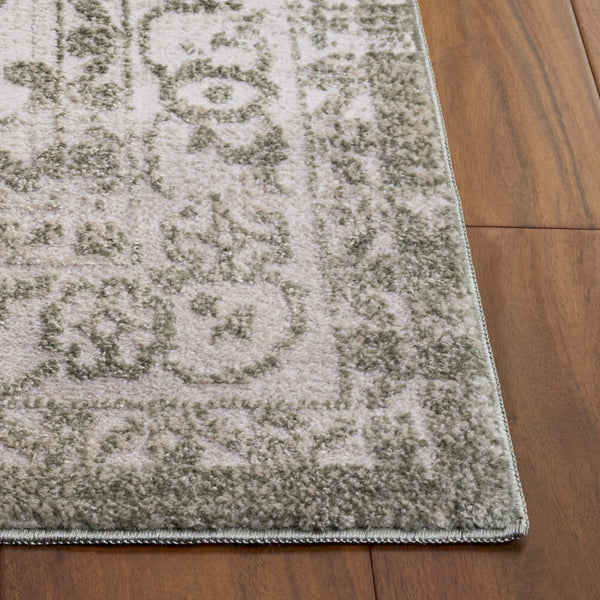 Safavieh Chamber Ivory And Green Area Rug — Power-Loomed Low-Profile Plush, Durable Turkish-Made Accent Rug 6'-7" x 6'-7" CHM210W-7SQ