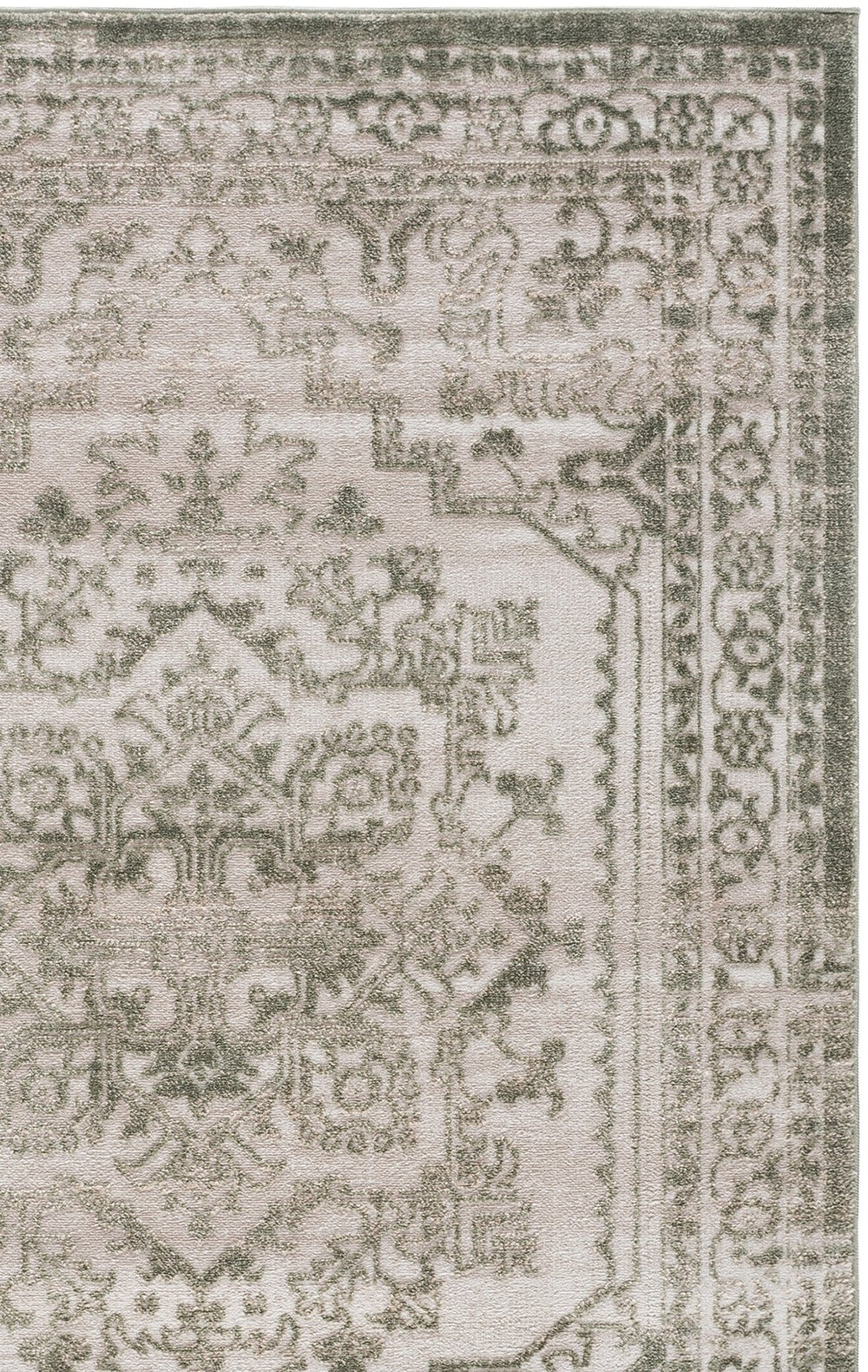 Safavieh Chamber Elegant Turkish Round Rug In Ivory And Green — Low-Profile, Durable Power-Loomed Polyester Backed 6'-7" x 6'-7" CHM210W-7R