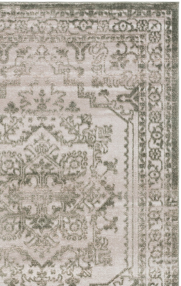 Safavieh Chamber Ivory And Green Area Rug — Power-Loomed Low-Profile Plush, Durable Turkish-Made Accent Rug 6'-7" x 6'-7" CHM210W-7SQ