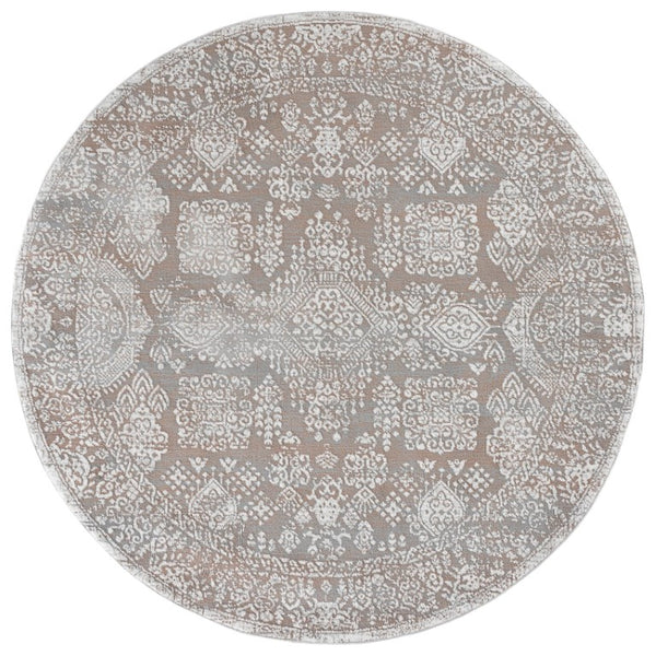 Safavieh Chamber Round Polyester Area Rug Turkish Inspired Neutral Tones for Living and Dining Rooms CHM212C-7R