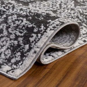 Safavieh Chamber Dark Grey & Ivory Runner Rug — Low-Profile 1/2" Pile, Stain-Resistant Polyester, Turkish Loomed 2'-2" x 8'-0" CHM212G-28