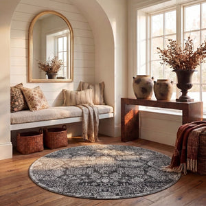Safavieh Chamber Round Polyester Area Rug with Traditional Pattern for Living or Entryway Spaces CHM212G-7R