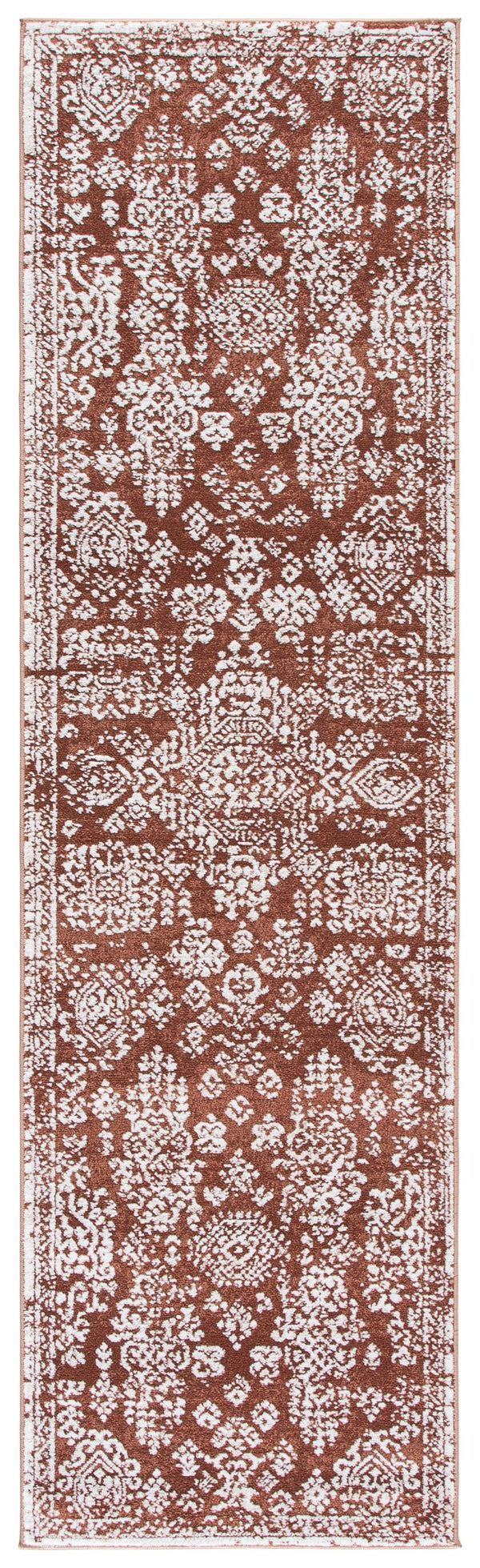 Safavieh Chamber Rust And Ivory Runner Rug — Low-Profile Power-Loomed Polyester With Jute Backing, Durable Elegance 2'-2" x 8'-0" CHM212P-28