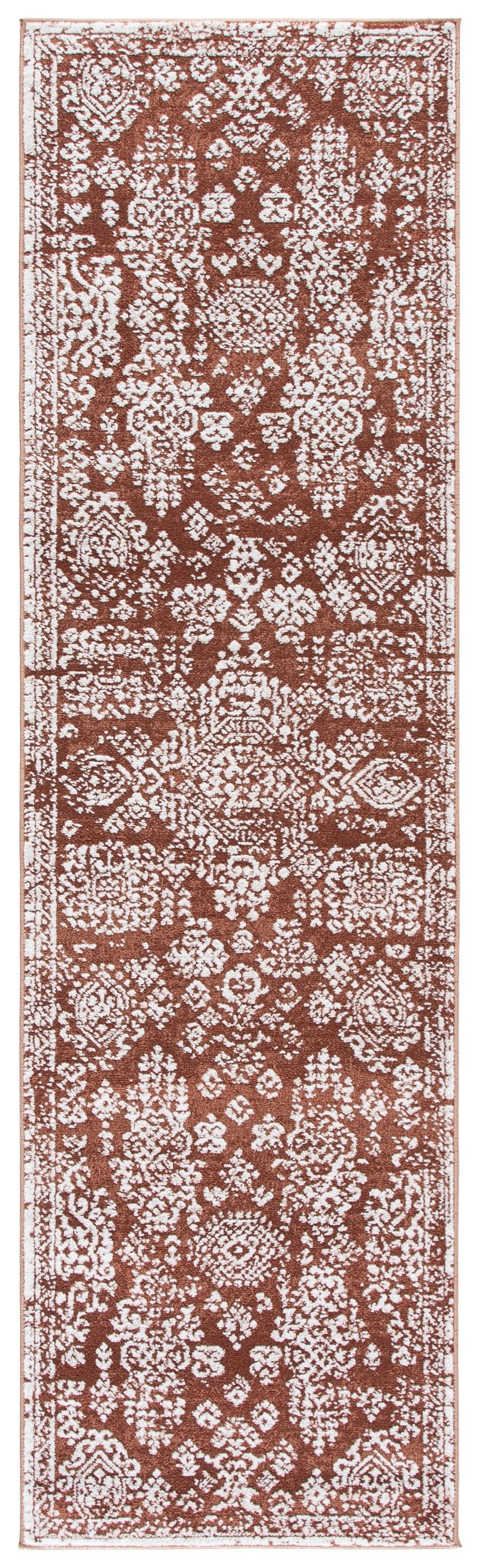Safavieh Chamber Square Area Rug In Rust And Ivory — Power-Loomed Turkish Polyester With Jute Backing 6'-7" x 6'-7" CHM212P-7SQ