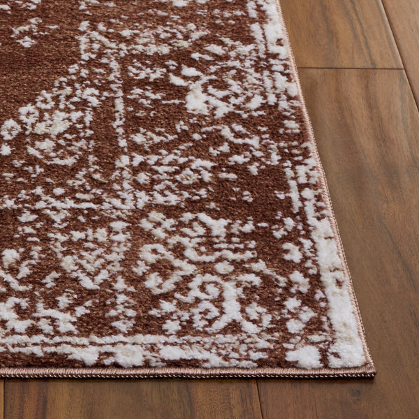 Safavieh Chamber Round Rust And Ivory Area Rug — Traditional Power-Loomed Polyester For Durable Style 6'-7" x 6'-7" CHM212P-7R