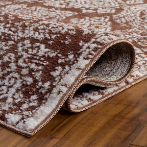 Safavieh Chamber Round Rust And Ivory Area Rug — Traditional Power-Loomed Polyester For Durable Style 6'-7" x 6'-7" CHM212P-7R
