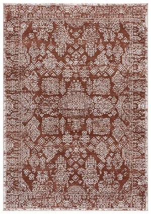 Safavieh Chamber Round Rust And Ivory Area Rug — Traditional Power-Loomed Polyester For Durable Style 6'-7" x 6'-7" CHM212P-7R