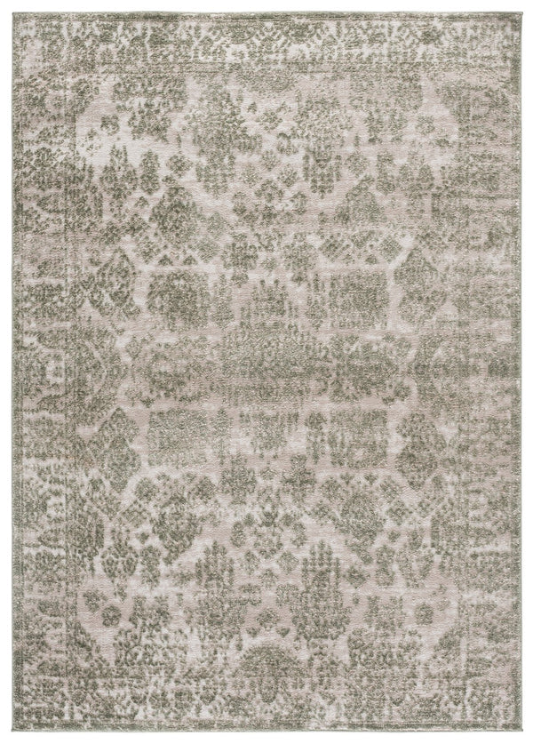 Safavieh Chamber Round Ivory & Green-Beige Area Rug — Low-Profile Power-Loomed Turkish Polyester With Jute Backing 6'-7" x 6'-7" CHM212W-7R