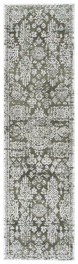 Safavieh Chamber Green & Ivory Runner Rug — Low-Profile Power-Loomed Turkish Design, Durable Jute Backing 2'-2" x 8'-0" CHM212Y-28