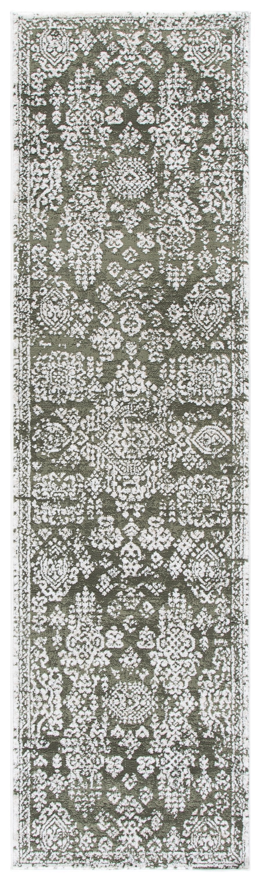 Safavieh Chamber Round Green And Ivory Area Rug — Turkish Power-Loomed Polyester Pile, Low Profile Elegance 6'-7" x 6'-7" CHM212Y-7R