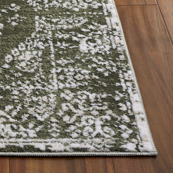 Safavieh Chamber Round Green And Ivory Area Rug — Turkish Power-Loomed Polyester Pile, Low Profile Elegance 6'-7" x 6'-7" CHM212Y-7R