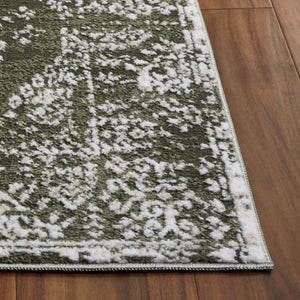 Safavieh Chamber Green & Ivory Square Area Rug — Low-Profile Polyester Blend, Timeless Traditional Motif (97) 6'-7" x 6'-7" CHM212Y-7SQ