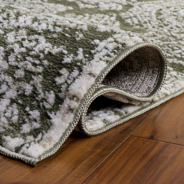 Safavieh Chamber Round Green And Ivory Area Rug — Turkish Power-Loomed Polyester Pile, Low Profile Elegance 6'-7" x 6'-7" CHM212Y-7R