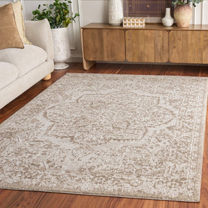 Safavieh Chamber Power Loomed Ivory Beige Polyester Area Rug for Living Room or Bedroom CHM214A-5
