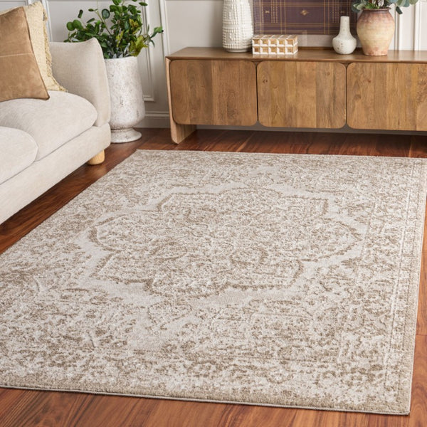 Safavieh Chamber Power Loomed Ivory Beige Polyester Area Rug for Living Room or Bedroom CHM214A-5